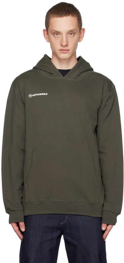 Affxwrks Gray Printed Hoodie In Washed Black