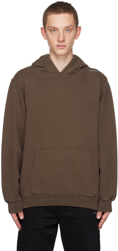 Affxwrks Brown Embroidered Hoodie In Washed Brown