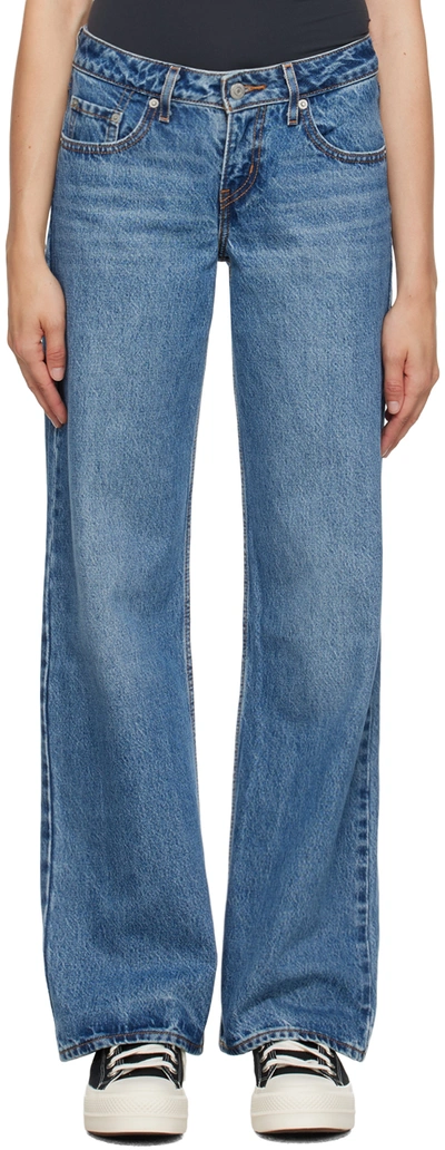 Levi's Low Loose Wide Leg Jeans In Real Recognize Real In Royal/sapphire Blue