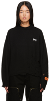 HERON PRESTON BLACK SHREDDED SWEATER