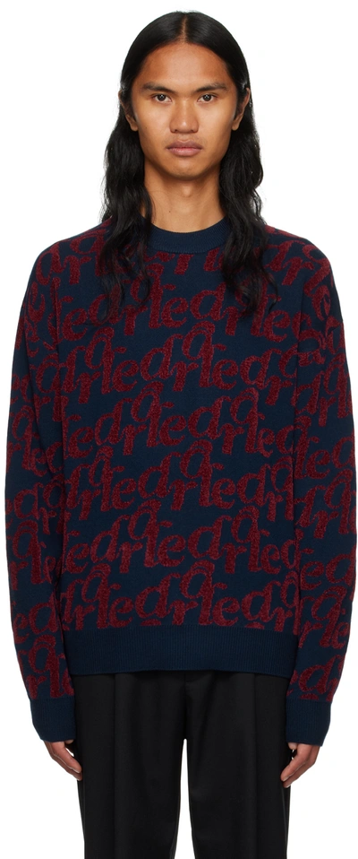 Drôle De Monsieur Midnight Blue Wool Blend Jumper In Navy