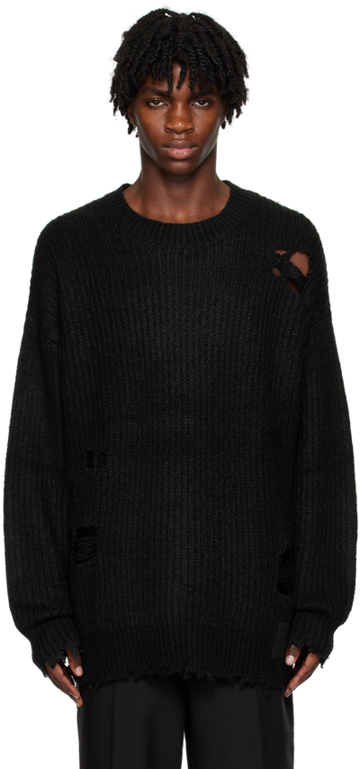 Izzue Black Distressed Sweater In Bkx