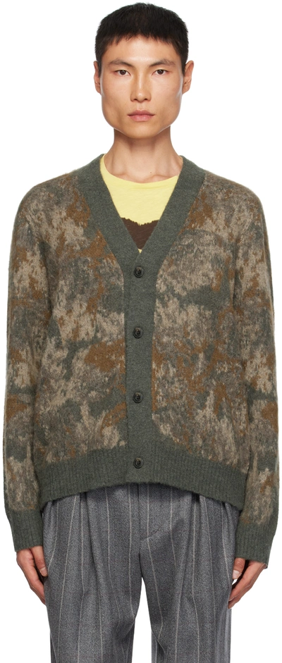 Vince Abstract Floral Cardigan Sweater In Neutral