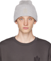 Mackage Men's M-logo Patch Beanie Hat In Light Grey Melange