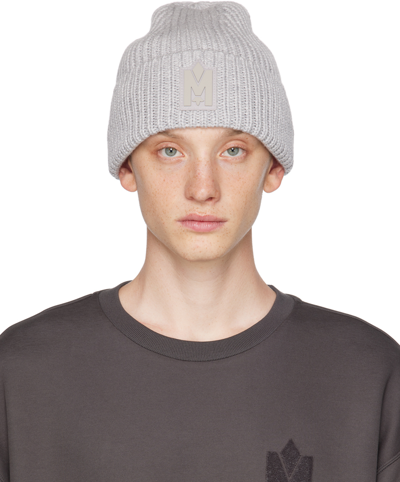 Mackage Men's M-logo Patch Beanie Hat In Light Grey Melange