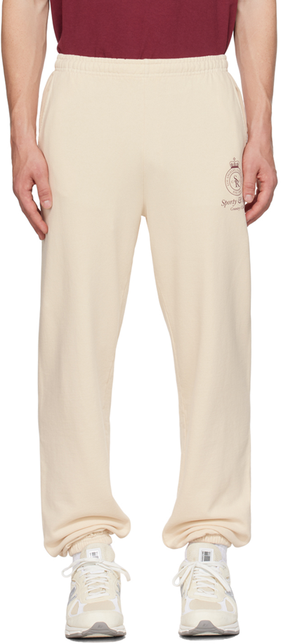 Sporty And Rich Off-white Crown Sweatpants In Cream