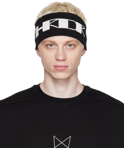 Rick Owens Drkshdw Black 'hrdr' Headband In 911 Black/milk/milk