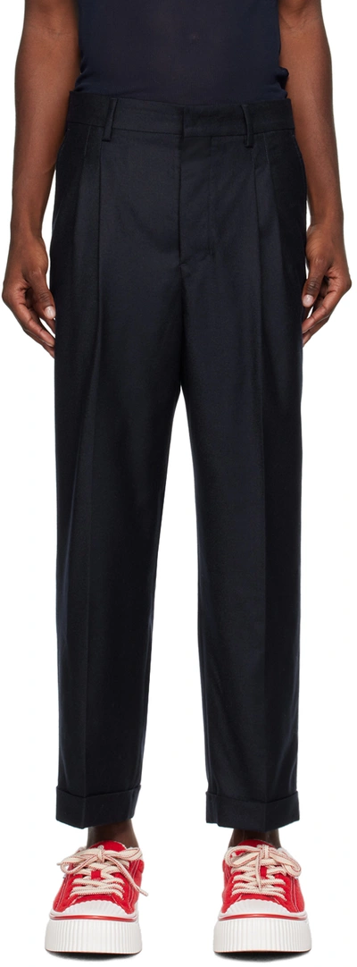 Ami Alexandre Mattiussi Navy Carrot Fit Trousers In Heather Grey