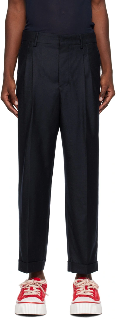 AMI ALEXANDRE MATTIUSSI NAVY CARROT FIT TROUSERS