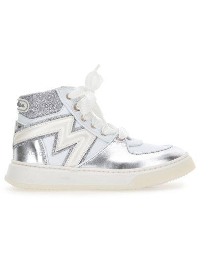 Acbc High-top Sneakers With Responsible Materials In Cream + Silver