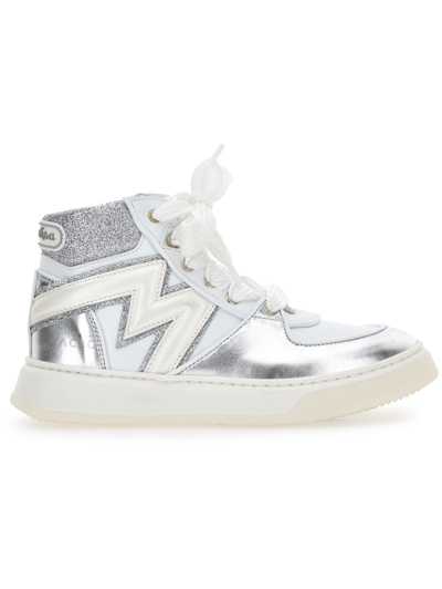 Acbc High-top Trainers With Responsible Materials In Cream + Silver