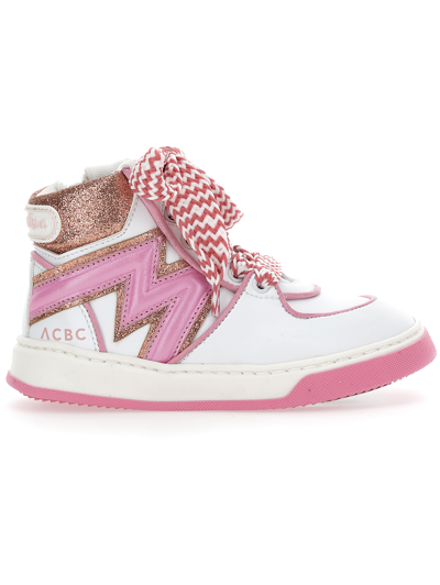 Acbc High-top Sneakers With Responsible Materials In Cream + Pink