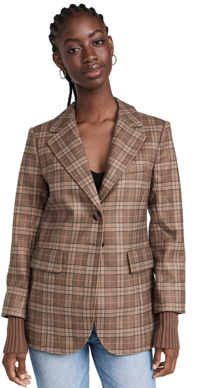 Favorite Daughter The City Blazer In Chocolate Plaid