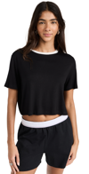 SPLITS59 DJUNA CROP RINGER TOP BLACK/WHITE XL