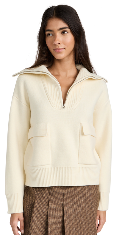 English Factory Quarter-zip Knit Sweater In Cream