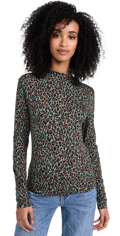 Leopard mock sales neck top