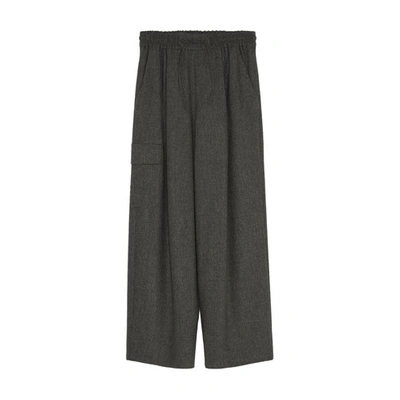 Yves Salomon Straight Woollen Flannel Cargo Pants In Gris