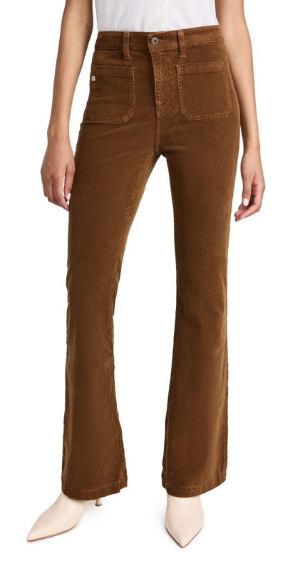 Ag Anisten Patch Pocket High Waist Corduroy Flare Pants In Caramel