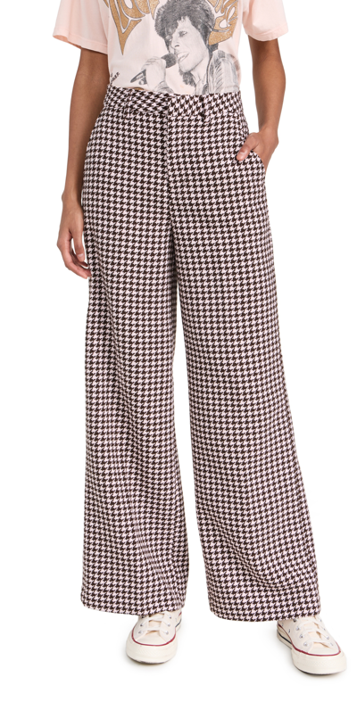 Scotch & Soda Hana Houndstooth High-rise Wide Leg Pants In Multi