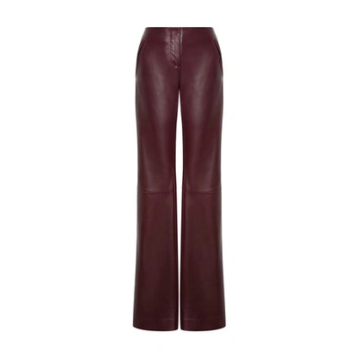 Alberta Ferretti High-waist Flared Leather Trousers In Rosso