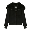 Yves Salomon Cropped Cashmere Jacket With Fox Fur Collar In Noir