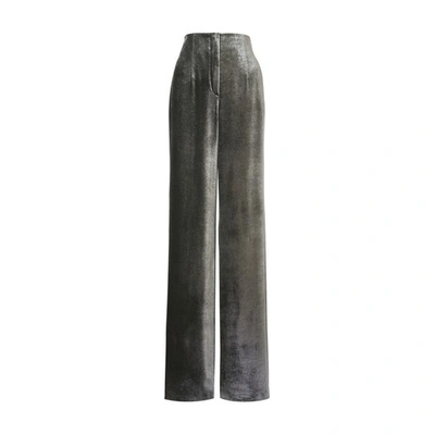 Alberta Ferretti Velvet Straight-leg Trousers In Grigio