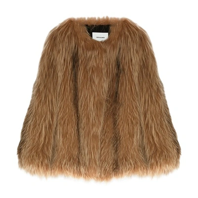 Yves Salomon Knitted Fox Fur Jacket In Marron