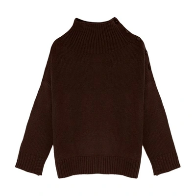 Yves Salomon Oversize Knit Sweater In Marron