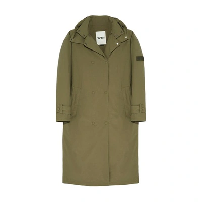 Yves Salomon 7/8 Length Technical Fabric Parka In Vert