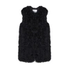 Yves Salomon Black Feather Vest In Noir