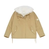 YVES SALOMON SHORT REVERSIBLE PARKA MADE FROM A WATERPROOF TECHNICAL FABRIC WITH LAMBSWOOL TRIM