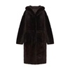 Yves Salomon Shearling Hooded Coat In Marron