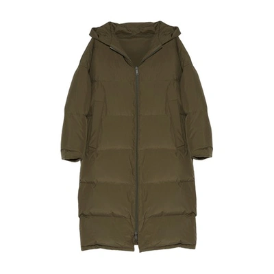 Yves Salomon Long Reversible Puffer Jacket Made From A Waterproof Technical Fabric In Kaki
