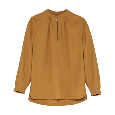 Yves Salomon Wool Twill Loose-fit Blouse In Jaune