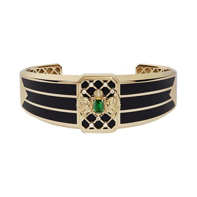 Balmain 18kt Yellow Gold Emblem Large Cuff