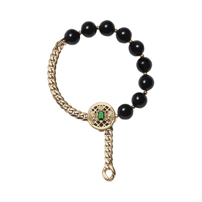 Balmain 18kt Yellow Gold Emblem Beads Bracelet