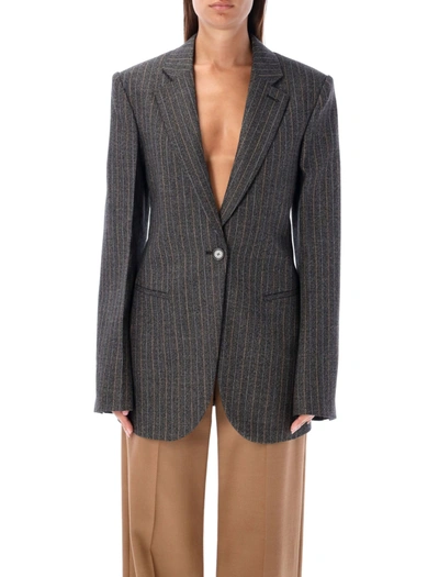 Stella Mccartney Blazer Single Breast Gessato In Charcoal