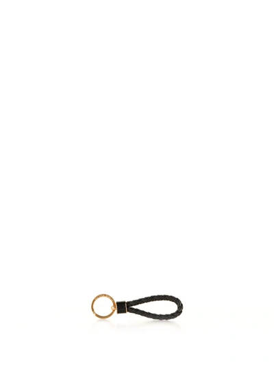 Bottega Veneta Woven Leather Key Holder In Black