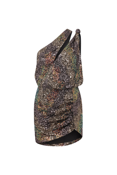 Ila Eartha Asymmetric Sequin Mini Dress In Multi