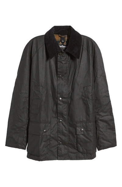 Barbour Ashby Corduroy-trimmed Waxed Cotton Jacket In Black