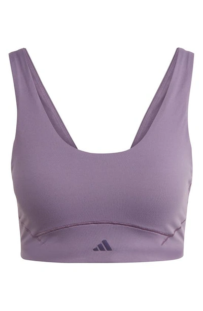 Adidas Originals Coreflow Studio Medium Support Sports Bra In Shadow Violet