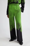 Victoria Beckham Feather-print Pajama Trousers In A/ O Feather - Green/ Black