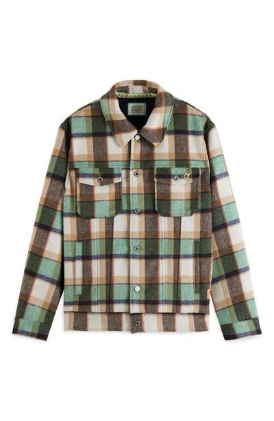 Scotch & Soda Hefe Plaid Flannel Button-up Shirt Jacket In 6769-absinthe Check