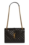 Saint Laurent Medium Cassandra Quilted Leather Envelope Bag In Black