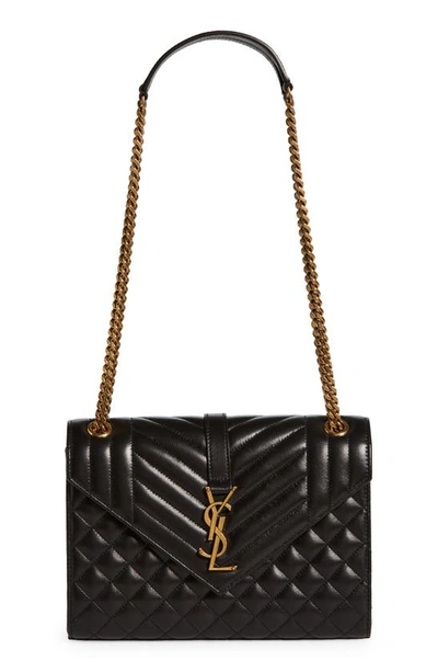 SAINT LAURENT MEDIUM CASSANDRA QUILTED LEATHER ENVELOPE BAG