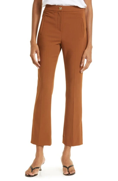 Veronica Beard Arte Flare Slit Hem Pants In Dark Ochre