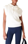 Sweaty Betty Modern Half Zip Cotton & Wool Sweater Tank In Lily White