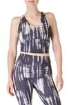 Sweaty Betty Super Soft Crop Strappy Back Workout Tank In Grey Bokeh Print In Grey Bokeh Print