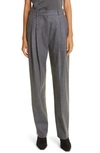 Totême Double-pleated Straight-leg Tailored Trousers In Grey Melange