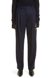 TOTÊME DOUBLE PLEATED TAILORED WOOL BLEND PANTS